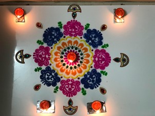 Rangoli designs by Sonali and her family using coloured sand2